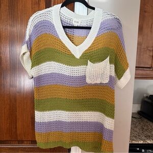 BiBi Multicolor Striped V-Neck Sweater
